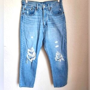 Levi's 501 Button Fly High Rise Distressed Mom Jean size 26